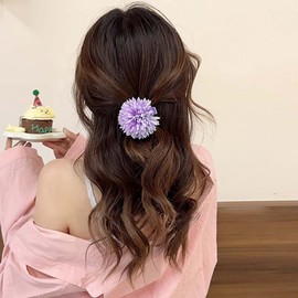 Xduargs Large Flower Hair Clips Vintage Flower Hair Clips Wedding Bridal Flower Hair Clip Pins French Large Flower Hair Clips Pin Hawaiian Flower Decorative Hair Accessories (Purple)