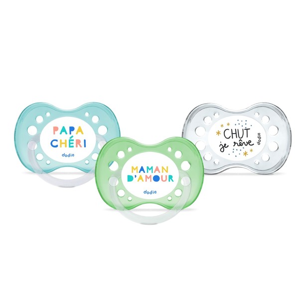 DODIE Essentiel Anatomischer Schnuller, Tag/Nacht, ab 18 Monaten, Grün, 3
