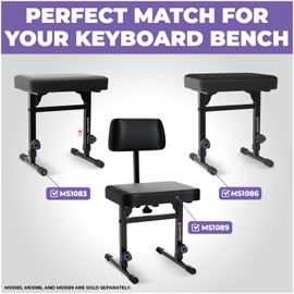 Liquid Stands Adjustable Backrest ONLY for Piano Keyboard Bench MS1083 and MS1086 - Music Keyboard Bench Seat for Keyboard Stand Musicians Piano Stool Chair - Backrest Only