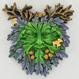 Wicca King Greenman Face Plaque for Garden Home Celtic Pagan Magic Tree Ent H18cm