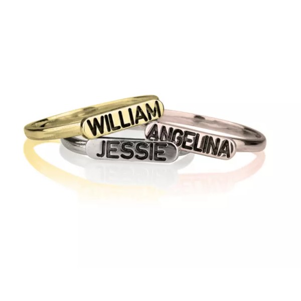 N/A STACKABLE CUSTOM NAME RING: STERLING SILVER, 24K GOLD PLATING,