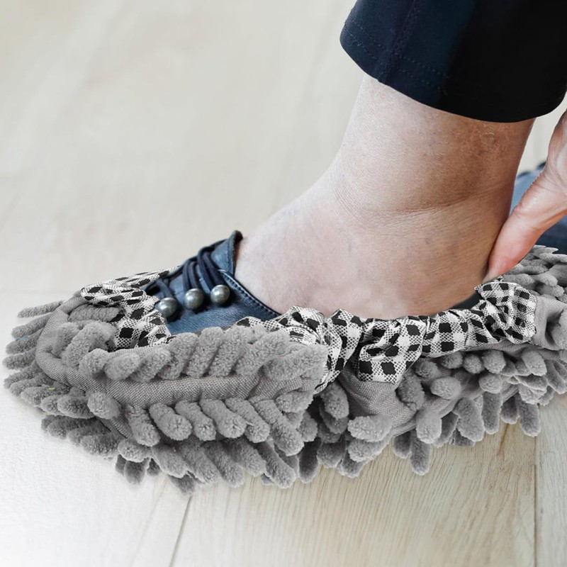 NOLITOY 2 Pairs Floor Cleaning Mop Socks Foot Home Chenille