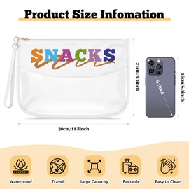 Cosmetic Bag with a Removable Carry Handle Clear Letter Makeup Bag for Women Christmas Birthday Gifts for Mom Grandma Graduation Gifts for Daughter Sister Retirement Present for Colleague(SNACKS)