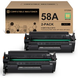 58A CF258A Black Toner Cartridge 2 Pack (with Chip) Works with HP Pro MFP M428dw M428fdw M428fdn M428, Pro M404n M404dn M404dw M404, Enterprise MFP M430f M406dn M430 M406 Series Printer | 58A 58X