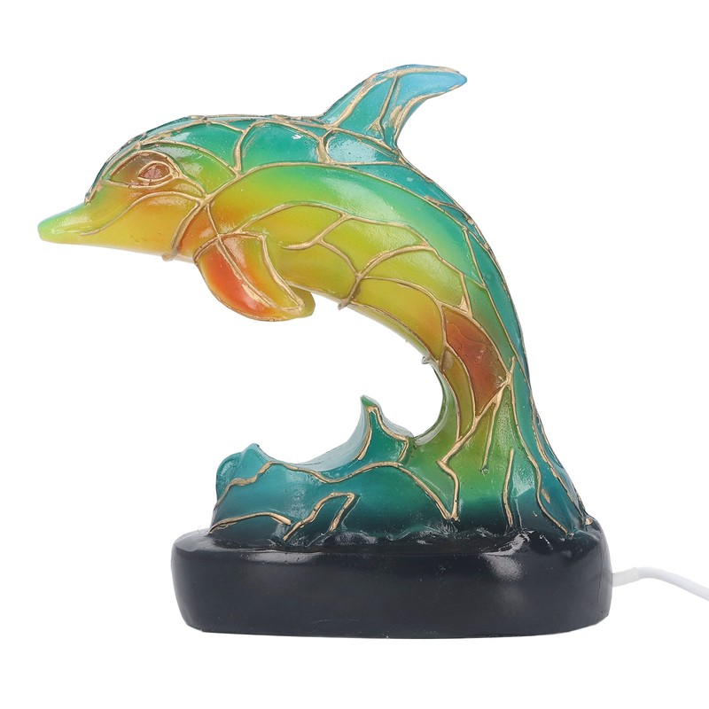 Animal Table Lamp Retro USB Plug in Decorative Resin Dolphin