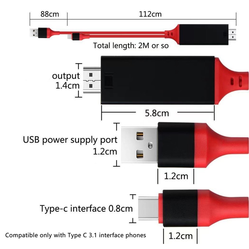 Adapter Cable Type C to High Definition Multimedia Interface Cable
