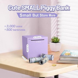 Piggy Bank for Adults  Break to Open, Unbreakable Stainless Steel Money Saving Box (Purple, Palm Size) - Colour: Purple, Size: 4.72 inch