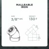Highcraft 300LB XH Malleable Iron 3/8" FIP Elbow 45 Degree,