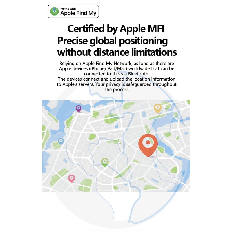 Smart Global Locator Compatible with Apple Find My, Pearl White,