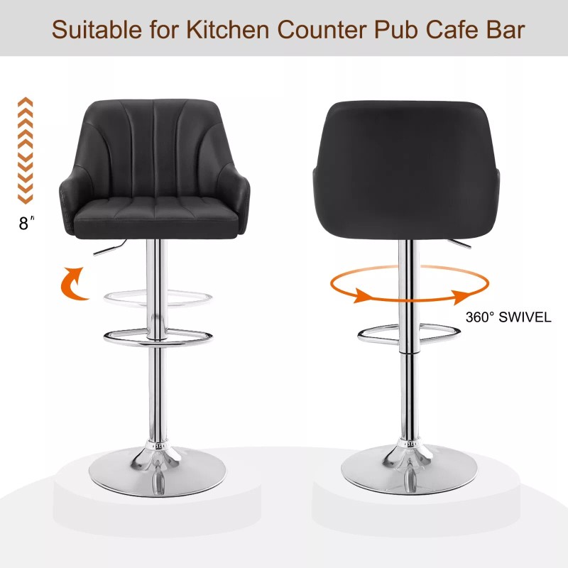 VECELO Bar Stools Set of 2 Adjustable Counter Kitchen Dining