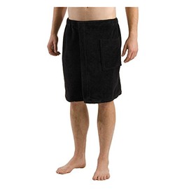 Terry Spa Towel, Blend Mens Spa Bath Wrap for Pool Sauna Beach Cover Up, Black - One Size