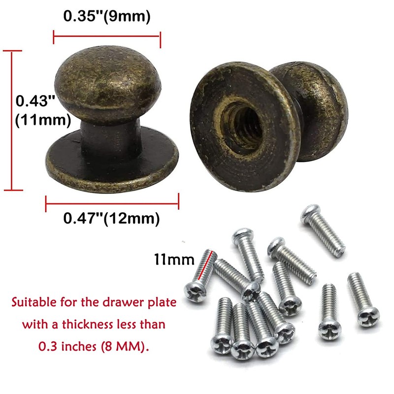 Antrader Mini Box Cabinet Knob Metal Round Head Pull Handle