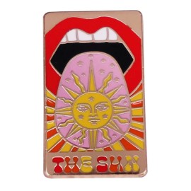 The Sun Tarot Card Fortune Tongue Mouth Rays 1.2" Enamel Pin Badge