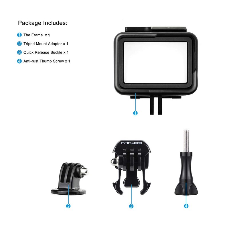 GEPULY Frame Mount Housing Case for GoPro Hero 7 Black/Silver/White,