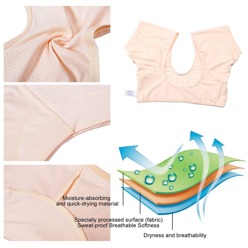 2 Pcs Breathable and Sweat Resistant Underarm Vests - Beige+Black