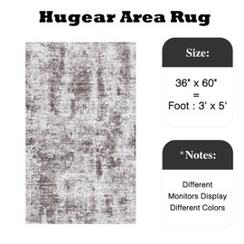HUGEAR 3x5 Entryway Rug Grey Hallway Area Rug Machine Washable Indoor Accent Rug Abstract Low Pile Carpet Distressed Throw Rug Bedroom Living Room Office Dining Room Kitchen Laundry Room Non Slip