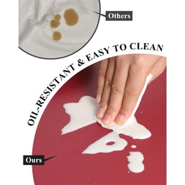 FURKIT Wine Red Plastic Table Cover Protector, 42" x 60" Waterproof Easy Flat PVC Desk Pad Mat, 1.5mm Thick Rectangle Vinyl Table Top Protector for Dining Room Table, Office, Dresser