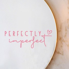 2 x Perfectly Imperfect Decal, Perfectly Imperfect Mirror Vinyl Decal Stickers, Motivational Decal, Mental Health Sticker, Positive Mirror Decal, Motivational Quotes, Self Love Decal (Pink)