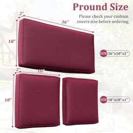 Tounosnt 3 Pack Outdoor Cushion Covers, Patio Cushion Covers Replacement for Outdoor Furniture Fit for 4 Pieces 4-Seater Wicker Rattan Patio Set Chair Couch,36x18x2,18x18x2(Only Cover)