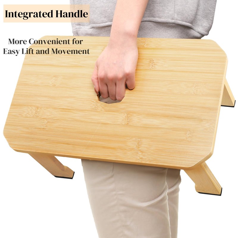 ZAVOOS Bamboo Step Stool, Sturdy Bedside Step Stool with Non-Slip