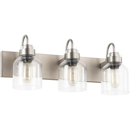 PRESDE Vintage 3 Light Bathroom Light Fixtures Over Mirror Brushed Nickel Bathroom Vanity Lights with Bubble Glass Shades Bath Vanity Lighting