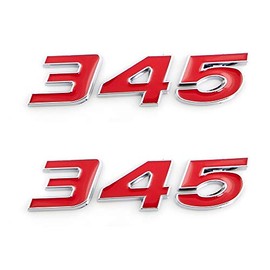 2Pcs 345 Emblems 3D Nameplate Premium Car Badge Decal Replatement for Challenger Chrysle 300c (Red)
