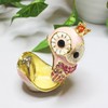 PIEARTH EX438-1 Pink Crown Owl Jewelry Box, Zinc