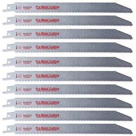 9-Inch Thick Metal Cutting Reciprocating Saw Blades (18 TPI) Made of Long Lasting Bi-Metal (HSS Teeth Bonded to HCS Body) - 10 Pack - Caliastro