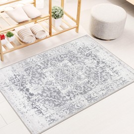 Famibay Soft Fluffy Area Rugs Vintage Boho Door Mats Indoor Non Slip Washable Entrance Rugs Carpet Floor Mats 60x90cm for Indoor Front Door Entryway Hallway