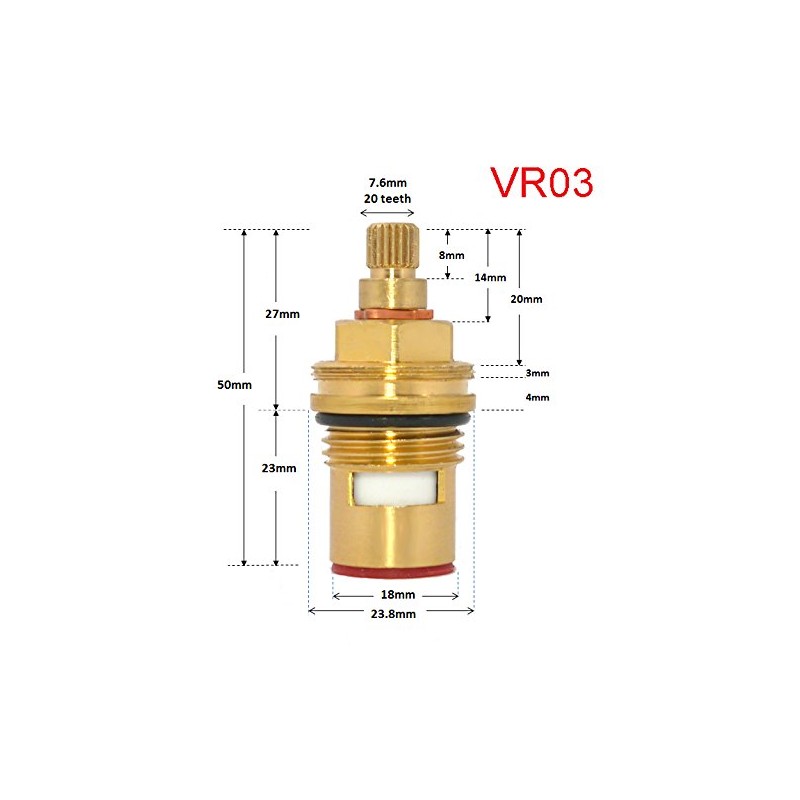 Replacement Ceramic Disc Quarter Turn Tap Cartridges (Pair) 20 Teeth