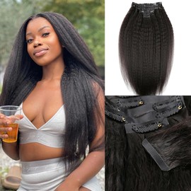 ELIHAIR Seamless Clip In Hair Extensions for Women Human Hair Invisible Natural Hair 160g 7pcs/pack 18inch Kinky Straight Natural Color