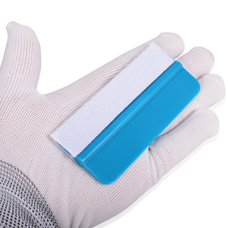 Winjun 10 Pack Blue Plastic Felt Edge Squeegee Scratch Free