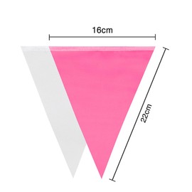 ADQUATOR 20m 52pcs Pink White Pennant Bunting,Double Sided Reusable Polyester Fabric Two-tone Triangle Flags Banner for Indoor Outdoor Birthday Party Decorations