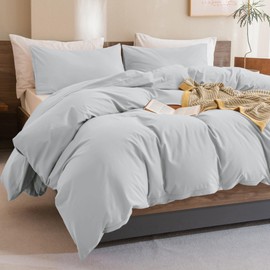 Sanracie King Comforter Set,100% Organic Cotton Linen Feel Textured Comforter Set Cornflower Blue,Winter Warm Simple King Bedding Set 3pcs(1 Aesthetic Solid Comforter + 2 Pillowcases) Soft Lightweight