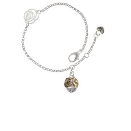 Delight Jewelry Goldtone Snowflake with Crystal Spinner - Silver-tone Rose Link Charm Bracelet, 6.25"+1.75" Extender