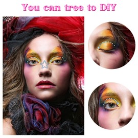 XLIUAX 10 Blatt Selbstklebende Glitzersteine Gesicht Edelstein Aufkleber, 3D Herz Stern Mond Gesichts Strassaufkleber Temporäre Tattoo Strass Aufkleber für Gesicht Augen Nägel Körper Make up