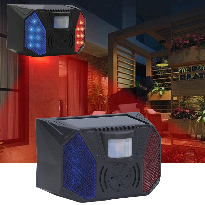 Solar Alarm Lamp IP65 Waterproof Infrared Siren Sound Light Alert