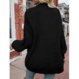Libsorge Womens Long Cardigan Sweaters for Women Fall Winter Spring 2025 Trendy Outfits Chunky Waffle Knit Oversized Open Front Dressy Casual Lightweight Long Bell Sleeve Cardigans Sweater Black S