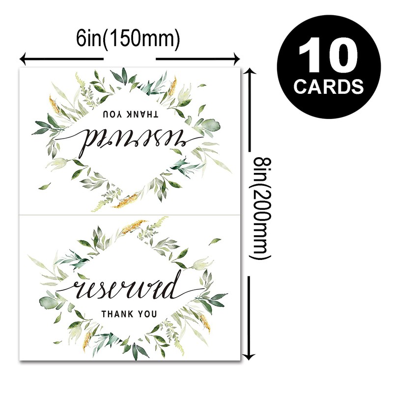 Greenery Reserved Signs for Weddings, Parties, Receptions, Restaurant and Celebrations,