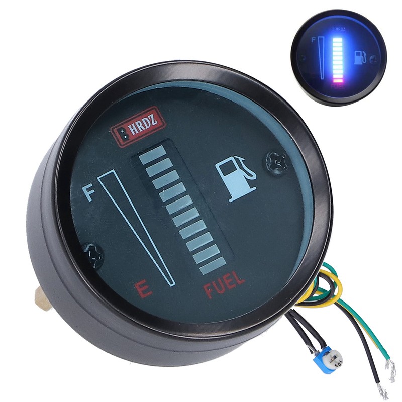 LED Fuel Meter Gauge Indicator 52mm Dia 12V Adjustable Resistance