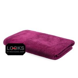 LOOKS By Wolfgang Joop Bath Towel, 70 x 140 cm, 100% Cotton, Luxury Hand Towel with Hanger and Embroidered Logo, Purple