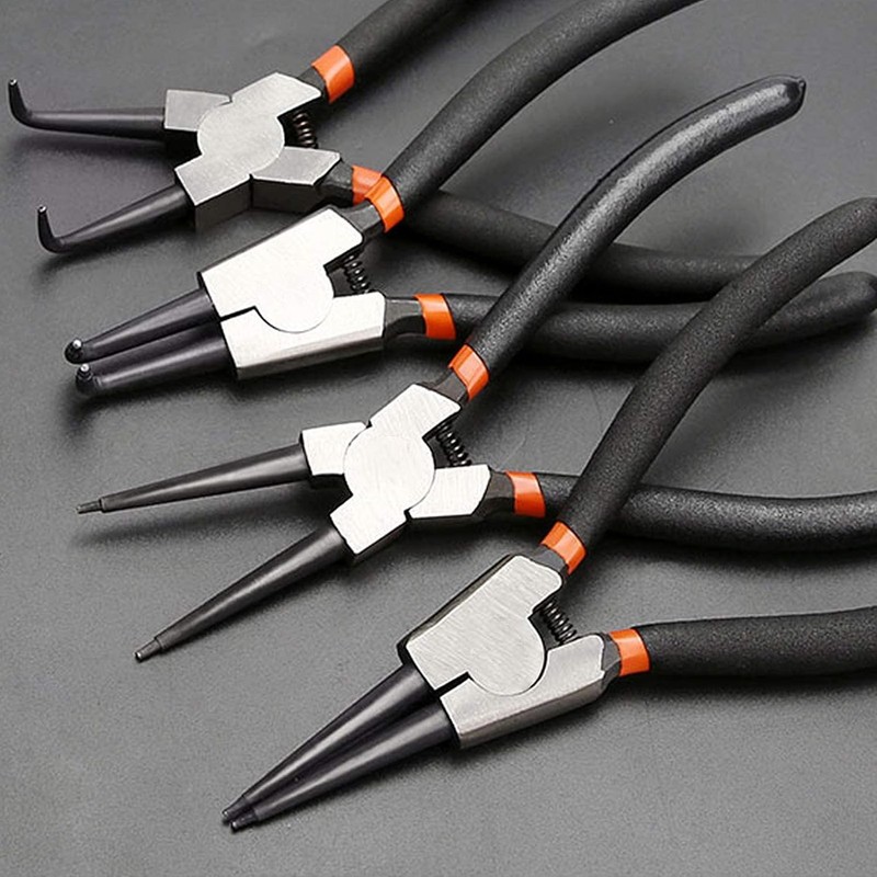 Emsmil 4-Piece 150 mm Snap Ring Pliers Set Curved Straight