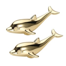 2pcs Wardrobe Dolphin Modelling Design Door Levers Children's Room Kids Knobs Gold Cabinet Pulls Zinc Alloy Handles for Drawers,Kitchen,Living Room Decorative, Single Hole (Gold)