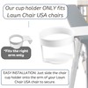 Lawn Chair USA Attachable White Cup Holder for Large Cans,