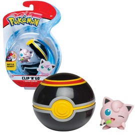 Pokémon Banner Poké Ball & Action Figure Clip 'n' Go - 1 Luxe Ball + 1 Figure 5 cm Rondoudou (Jigglypuff) - Accessory for Dressing Up in Pokémon Dresser WT97640