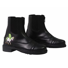 TuffRider Children's Unicorn Front Zip Paddock Boots - Black - 3 CH