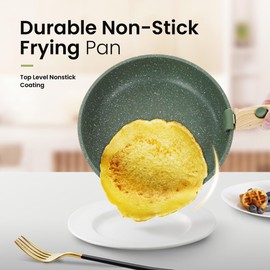 Kitchen Academy Detachable Handle Cookware Set - 10 Pieces Green Pots and Pans Set with Removable Handle, RV Induction Cookware Set for Camp