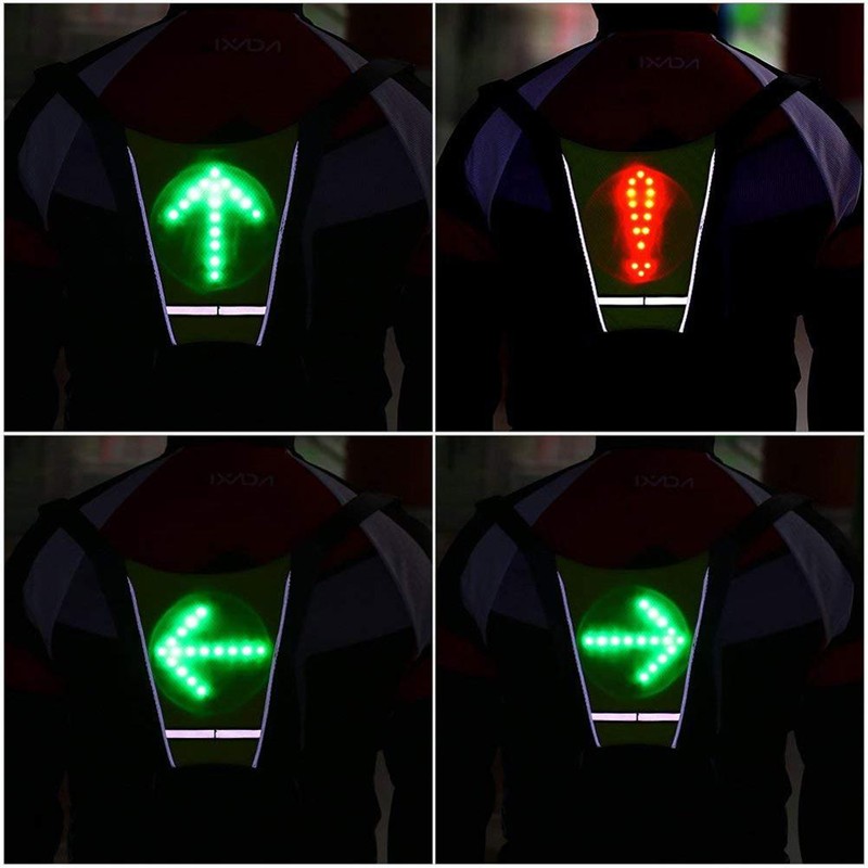 Reflective Cycling Vest with Rechargeable LED Direction Indicator Remote Control