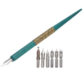 Qinlorgon Calligraphy Pen, Smooth Dip Pen Set, Light Weight for English Calligraphy Practice(blue)