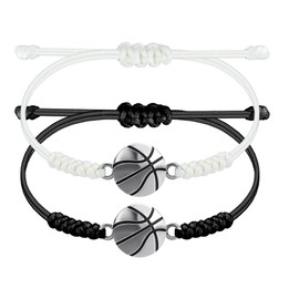 SmileBelle Basketball Gifts for Women Basketball Bracelet 2 pcs Basketball Accessories for Men, Basketball Stuff Basketball Jewelry for Basketball Mom Player Lovers as Birthday Christmas Gifts
